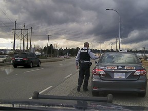 A driving student was pulled over for failing to stop at a stop sign, and failed a roadside sobriety test, say Coquitlam RCMP.