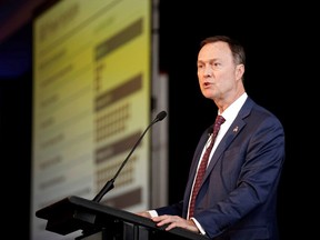 Don Lindsay, CEO of Teck Resources Ltd., speaks at CRU's World Copper Conference in Santiago, Chile, in April 2019.