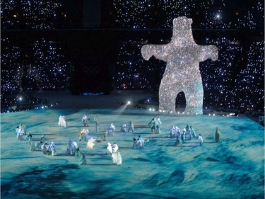 A massive light show adorns BC Place Stadium during the  opening ceremony for the 2010 Winter Olympic Games in Vancouver February 12, 2010.  (Ric Ernst / Canwest News Service).  CNS-OLY-OPEN   Olympic Memories promo OLY01-34