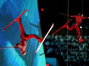 Aerialists performer at the opening ceremony of the 2010 Winter Olympic Games held at B.C. Place in Vancouver February 12, 2010. (Photo by Larry Wong/Canwest News Service) CNS-OLY-OPEN [PNG Merlin Archive]