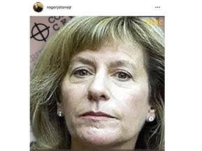 A photo since-deleted on Roger Stone's Instagram account that features the District Court judge presiding over his case, with what appears to be crosshairs next to her head.