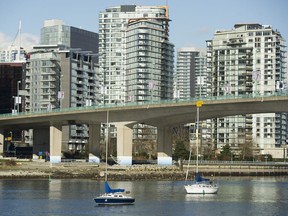 VANCOUVER. February 22 2018. A sailboat moored in False Creek, Vancouver, February 22 2018.   Marinas in False Creek have until January 2019 to provide sewage pump-out facilities for boat owners. Gerry Kahrmann  /  PNG staff photo)( For Prov / Sun News )   00052455A  [PNG Merlin Archive]