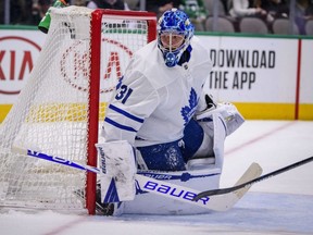 The Maple Leafs will be without Frederik Andersen after the goaltender suffered a neck injury against the Panthers on Monday.