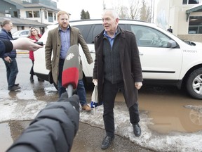 B.C. Indigenous Relations Minister Scott Fraser arrives at the Wet'suwet'en offices where he and Minister of Crown-Indigenous Relations Carolyn Bennett will meet with hereditary chiefs in Smithers, B.C., Thursday, February 27, 2020.