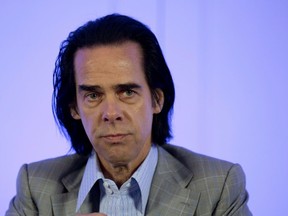 Australian rock musician Nick Cave attends a press conference to promote his concert, in Mexico City, Monday, Oct. 1, 2018. Cave and the Bad Seeds will perform in the capital's WTC Pepsi Center on Tuesday.