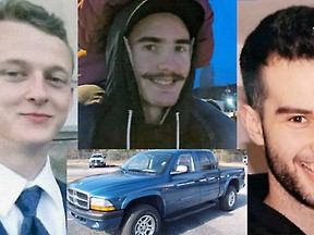 Corey Mills, Eric Blackmore and A.J. Jensen have been missing since Friday night. They are likely off-road near Sooke.