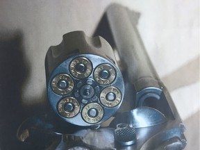 The .44 Magnum revolver used in the fatal shooting of Christopher Kwik, 40, in Vancouver on Jan. 30, 2016. The photo was entered as part of a court exhibit at the sentencing of Cody David Stuiver, who pleaded guilty to manslaughter in the case. His co-accused, Gage McPake, who actually fired the gun, earlier entered his own plea to manslaughter.