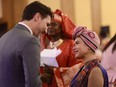 Prime Minister Justin Trudeau talks with African Union Special Envoy on Youth Aya Chebbi as he attends an African Union high level breakfast meeting on gender equality and womenÕs empowerment in Africa in Addis Ababa, Ethiopia on Saturday, Feb. 8, 2020.