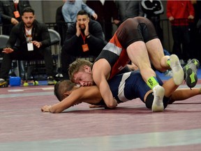 Talon Hird of Duncan's Cowichan, won his weight class for the fifth consecutive year in the B.C. high school wrestling championships at Langley Events Centre.