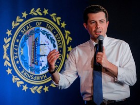 Democratic presidential candidate and former South Bend, Indiana mayor Pete Buttigieg speaks during a campaign stop in Portsmouth, New Hampshire, U.S., February 4, 2020.  REUTERS/Brendan McDermid