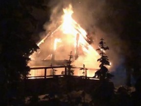 Fire damaged a chalet Saturday night on Mount Washington. Eight people escaped.