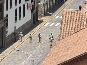 The Peruvian military are out enforcing the Covid-19 lockdown.