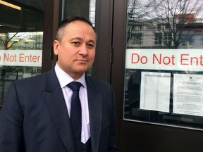 Vancouver lawyer Leo Fumano outside the Vancouver provincial courthouse at 222 Main St., on Tuesday, March 24, 2020. Kim Bolan/Postmedia News [PNG Merlin Archive]