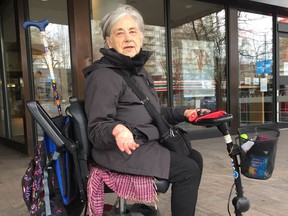 Moneca Loring, 77, here at No Frills at Denman Place Mall in the West End on March 26, thinks the special shopping hour of 8 to 9 a.m. for seniors and people with disabilities is too early. She feels it would be better at 11 a.m. to noon.