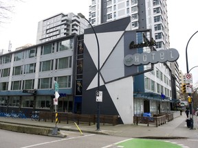 The Burrard Hotel at the corner of Burrard and Helmcken streets in Vancouver.