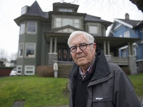 Andy Lynch stands in front of the building at 2632 Alberta Street in Vancouver in which he and his wife rent out five residential suites. He is concerned that a massive jump in insurance rates may force the sale of the building.
