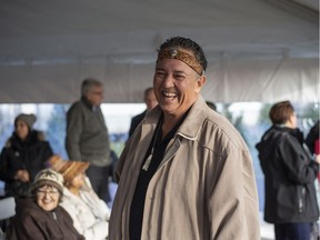 Chief Ken Baird at a Great West Life Realty Advisors/HOOPP house post blessing event outside the Amazon Fulfilment Centre on Nov. 27, 2019.