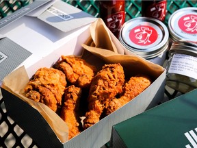 Takeout selections from Juke Fried Chicken in Vancouver during the COVID-19 outbreak in March 2020.