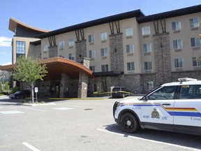 Despite being covered in blood, accused murderer Tejwant Danjou told a paramedic "I'm good" after being found hiding in a dumpster near a West Kelowna motel where he's alleged to have killed his wife.