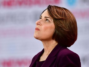 Amy Klobuchar looks on ahead of the sixth Democratic primary debate of the 2020