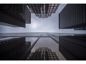 Bank buildings are photographed in Toronto's financial district on June 27, 2018. The federal government is asking banks and credit-card companies to lower interest rates on Canadians struggling financially because of the COVID-19 pandemic.THE CANADIAN PRESS/ Tijana Martin