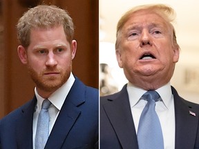 Prince Harry and U.S. President Donald Trump are seen in file photos.