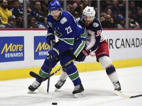 The Blue Jackets took time and space away from the Canucks on Sunday.