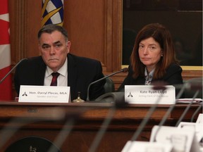 House Speaker Darryl Plecas and Kate Ryan-Lloyd during a committee meeting at the legislature last year.
