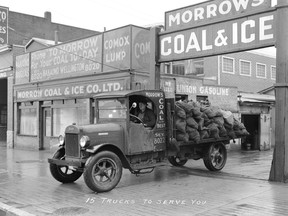 "15 Trucks to Serve You" - Morrow's Coal and Ice Company at 1025 Main Street, Vancouver, circa 1931. Stuart Thomson/Vancouver Archives AM1535-: CVA 99-4147