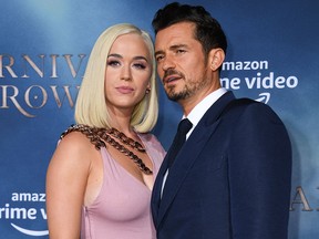 Orlando Bloom and Katy Perry arrive for the Los Angeles premiere of Amazon Original Series "Carnival Row" at the TCL Chinese theatre on Aug. 21, 2019 in Hollywood.