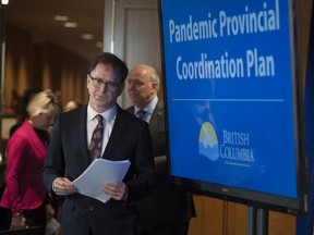 B.C. Health Minister Adrian Dix at a provincial government update on the coronavirus. Sixty-two per cent of those surveyed say the B.C. government has done a good job on this issue.