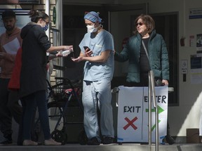 Staff and visitors arriving and leaving St. Paul's Hospital in Vancouver are being screened due to the coronavirus outbreak..