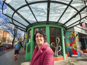 Janice Abbott stands in front of The Atira Women's Society on March 12. A 'major correction' is hitting B.C.'s non-profit housing insurance market, leading to rising costs for taxpayers and housing operators.