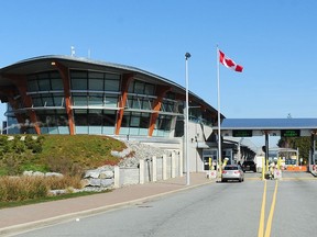 Very few cars were in evidence at Peace Arch Border Crossing on Wednesday.