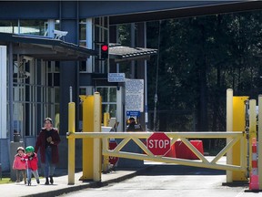 The Point Roberts Border Crossing on March 18 as Canada and the U.S. have agreed to restrict non-essential travel across the boundary, as both countries try to slow the spread of COVID-19.