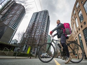 Tom Pawlak is delivering meals by bike for Foodora during the COVID-19 crisis in Vancouver.