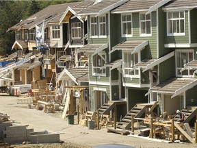 Townhouses under construction in Surrey, B.C.
