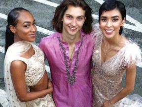 Raiyian Babiker, Lucas Prinster and Simran Johar modelled garments by Kamal Sood, Munish Kumar and Luna Lily that were to have been shown during the virus-delayed fourth annual South Asian Fashion Week.