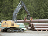 Work at a Trans Mountain facility near Hope, B.C., in August 2019.