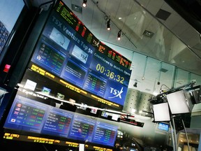 The S&P/TSX Composite Index rose about 0.8 per cent to 16,382.02 at 11:21 a.m. in Toronto, buoyed by gains in telcos, utilities and real estate.