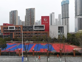 An empty field is seen at a closed secondary school in Wuhan, the epicentre of the novel coronavirus outbreak, Hubei province, China March 6, 2020. Picture taken March 6, 2020.