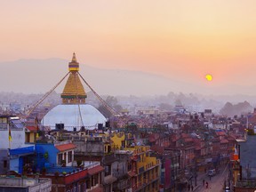Sunrise in Kathmandu city.