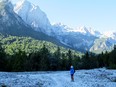 Linda Manzon contemplating the Alps.