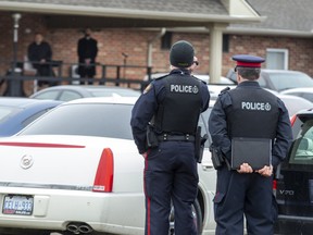 Police were keeping an eye on the Church of God in Aylmer, Ontario on Sunday April 26, 2020. In defiance of an order by the town's chief of police, the church held a drive-in service Sunday morning.