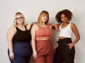 Models wear pieces from the Vancouver-based company Free Label.