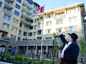 Vancouver Canucks anthem singer Mark Donnelly sang O Canada Saturday evening in the courtyard of Amica White Rock, a senior living facility near Peace Arch Hospital, as a tribute to health-care workers and first responders.