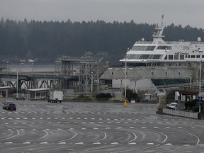 The Swartz Bay ferry terminal sites nearly empty during the COVID-19 pandemic as health officials discourage travel for all but essential reasons. BC Ferries says the drop in traffic has forced it to cut sailings at 11 coastal routes.