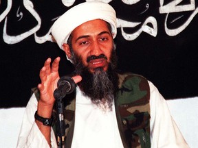This undated file picture shows Al-Qaeda leader Osama bin Ladin speaking at an undisclosed place inside Afghanistan.