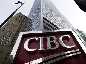 A CIBC sign in Toronto's financial district in downtown Toronto is shown on Thursday, Feb. 26, 2009.