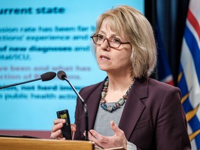 Provincial health officer Dr. Bonnie Henry says there are many essential workers travelling across borders and many of the people driving vehicles with Alberta plates could be B.C. residents.